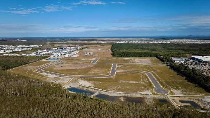 Aerial view of an industrial estate