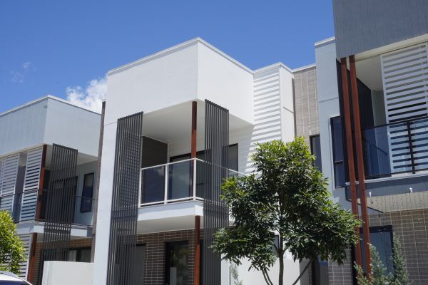 Close up of terrace homes facades